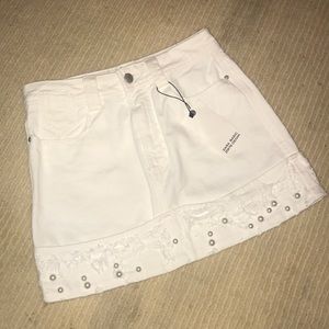 NWT ZARA white jean skirt